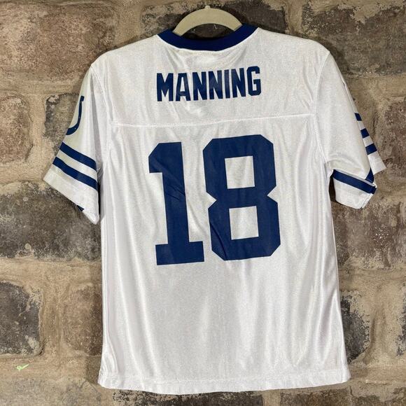 NFL Team Apparel Peyton Manning‎ #18 Jersey Youth XL White Colts Shirt GOAT - Picture 4 of 12